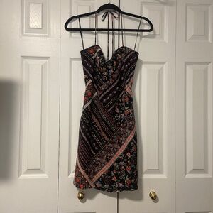NWT Lovely Day Floral Handkerchief Style Halter Mini Dress with Open Back - M